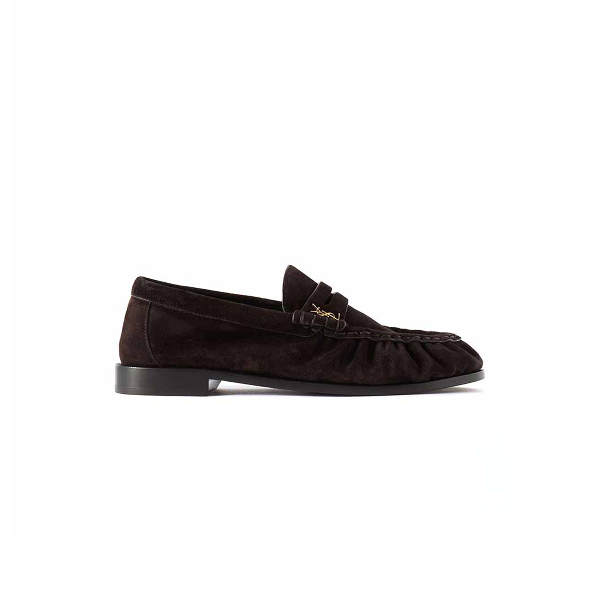 YSL LE LOAFER LOGO-EMBELLISHED SUEDE LOAFERS 7668762W5AA6023